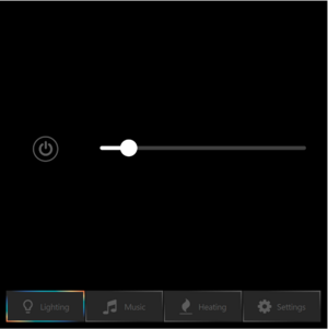 An on/off switch and a slider used for dimming the lights