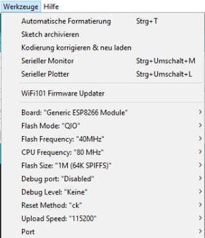 Einstellung Arduino IDE