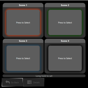 A grid of four buttons in a panel display